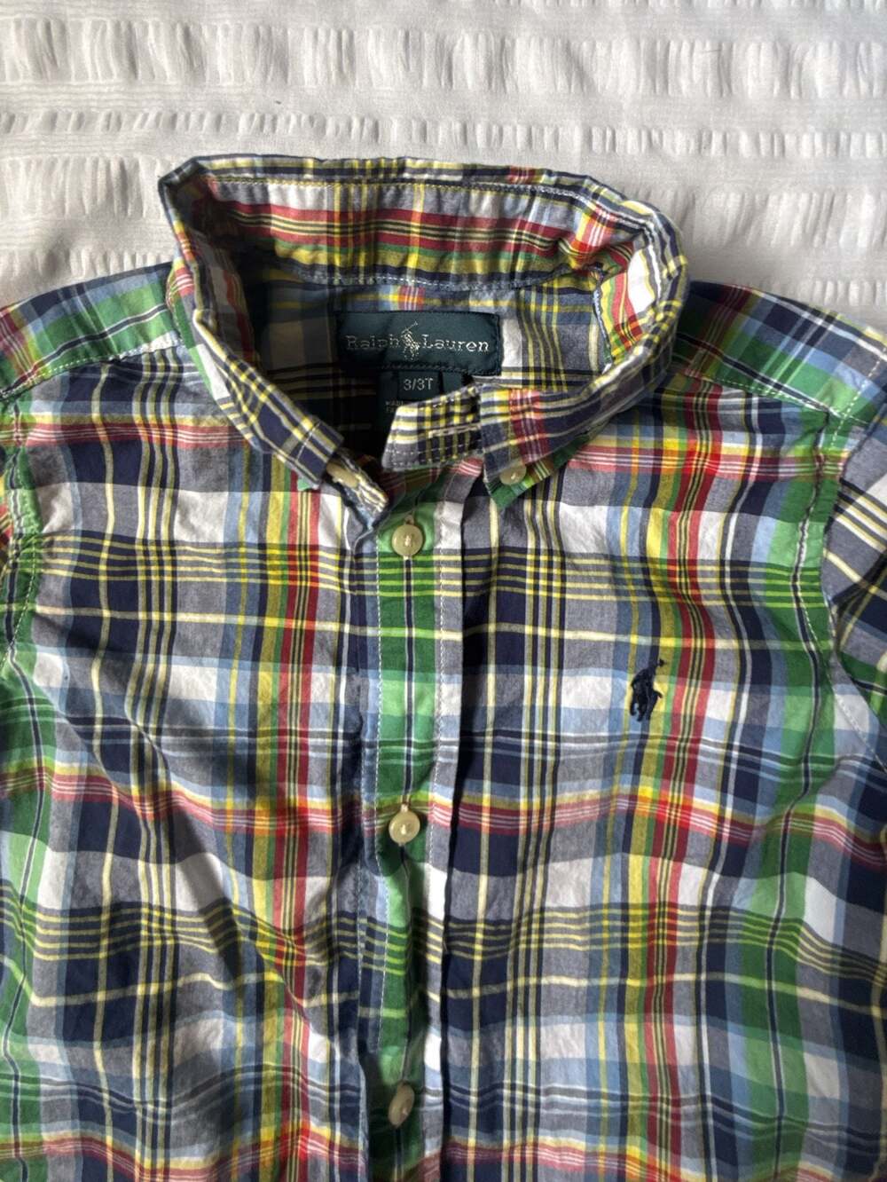 Ralph Lauren Boys Plaid Button-Down Short Sleeve Shirt Size 3T - Picture 4 of 5